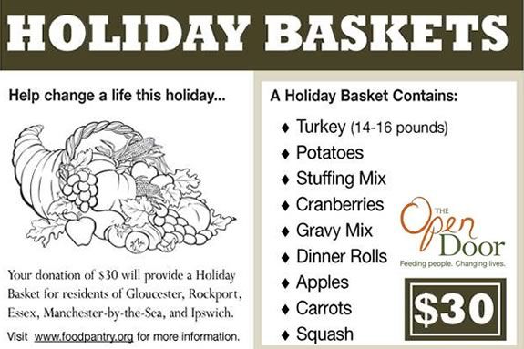 A $30 donation to the Open Door will provide a food basket containing all the fixings a family of four will need to prepare a festive holiday meal. A $30 donation to the Open Door will provide a food basket containing all the fixings a family of four will need to prepare a festive holiday meal.