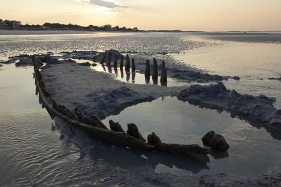 Shipwreck at Coffins Beach in Gloucester. Photo by Massachusetts Secretary of State 