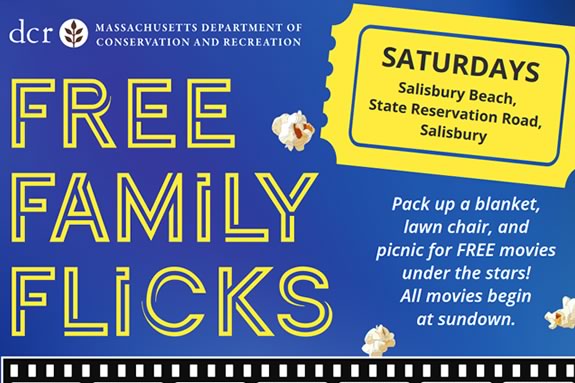 Enjoy a movie with freinds and families under the stars at DCR's Salisbury Beach Reservation! 
