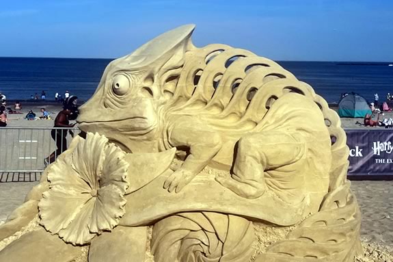 Revere Beach International Sand Sculpting is a free event open to the public and draws crowds from all around the world to Massachusetts.