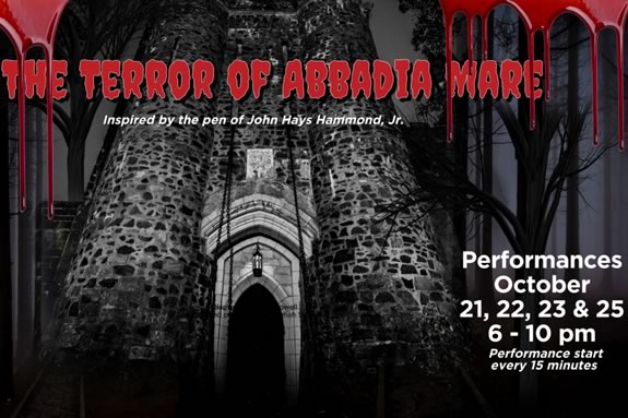 Experience a macabre promenade theatre performancre at Hammond Castle Musuem in Gloucester Massachusetts