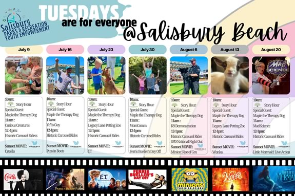 Tuesdays are for everyone special events and activities at Salisbury Beach in Massachusetts