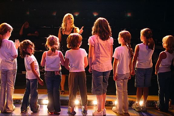 Heidi Dallin directs her youth acting workshop students at the Gloucester Stage