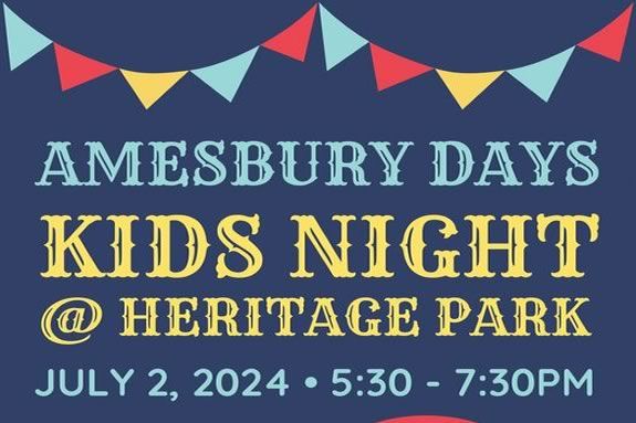 Kids are invited to Heritage Park in Amesbury Massachusetts for a night of fun activities!