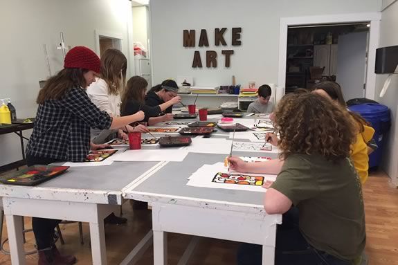 Art Haven hosts an open studio every Friday night in downtown Gloucester