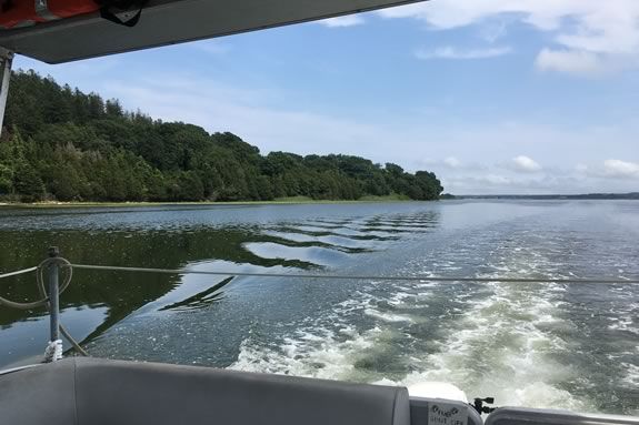 Tour the waters of Essex Bay estuary aboard the Trustee's pontoon boat Osprey!