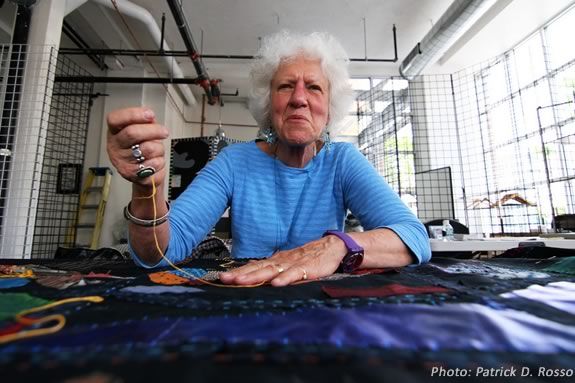 pdrosso.wordpress.comClara Wainwright works on the 'Mending Boston' Collage Quilt - a collaborative project designed to open channels of communication and healing in the wake of the Boston Marathon Bombings. Photo: Patrick D. Rosso Clara Wainwright works on the Mending Boston Collage Quilt. Photo: PD Rosso