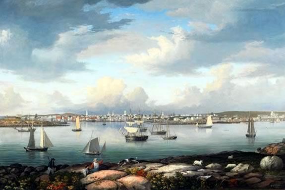 Gloucester Harbor from Rocky Neck by Fitz Henry Lane (1844) at Cape Ann Museum in Gloucester, Massachusetts Gloucester Harbor from Rocky Neck by Fitz Henry Lane (1844) at Cape Ann Museum in Gloucester, Massachusetts