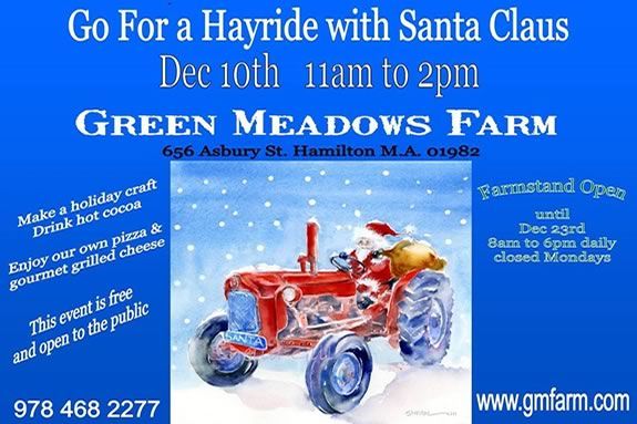Come celebrate the Holidays with Santa at Green Meadows Farm in Hamilton, Massachusetts!