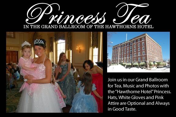 The Princess Tea will take place at the Hawthorne Hotel's Grand Ballroom!