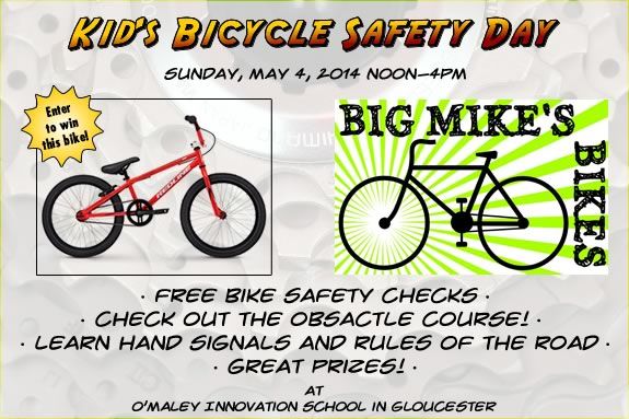 Come to the First Annual Kid's Bike Safety Day hosted by Big Mike's Bikes!