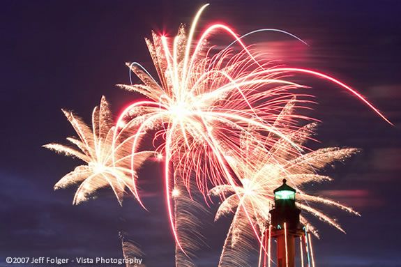 Marblehead Fourth of July fireworks as seen from Chandler Hovey Park by Jeff Folger. Marblehead Fireworks as seen from Chandler Hovey Park by Jeff Folger