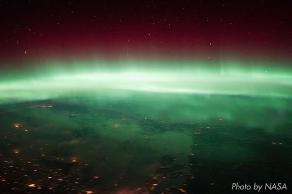 The Aurora Borealis seen over Winnepeg Canada from the NASA's ISS