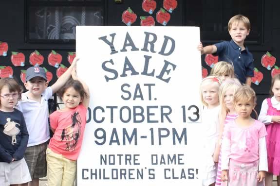 Notre Dame Children's Class Annual Yard Sale a charity fundraiser in Wenham.