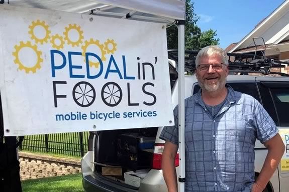 Pedalin Fools host a bike repair clinic with "while you wait" service, with 10% of proceeds to benefit Amesbury Carriage Museum Massachusetts