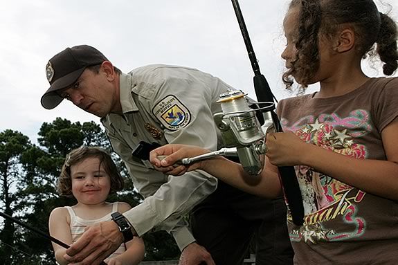 Kids will get instruction in fishing techniques from park personel. 