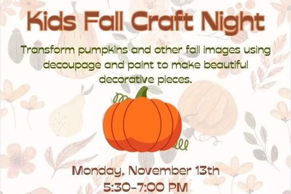 Kids Fall Craft Night at Salem Park and Recreation in Salem Massachusetts