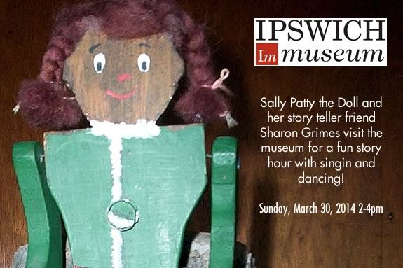 Sally Patty the Doll and Story-Teller Sharon Grimes visits the Ipswich Museum