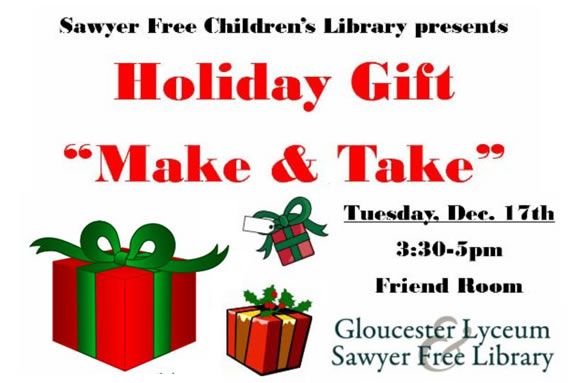 Sawyer Free Library Christmas Make and Take crafts in the children's room.