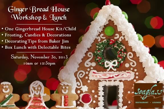 Gingerbread House workshop and lunch at SeaGlass Restaurant in Salisbury!