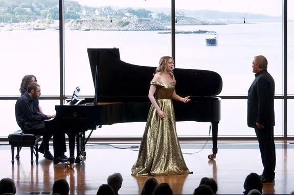 Sydney Baedke, soprano performs with the Terra String Quartet at Shalin Liu Performance Center in Rockport Massachusetts