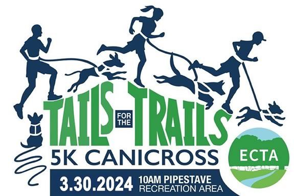 Come to Mill Pond in West Newbury the Tails for the Trails 5k Canicross to benefit the Essex County Trail Association!