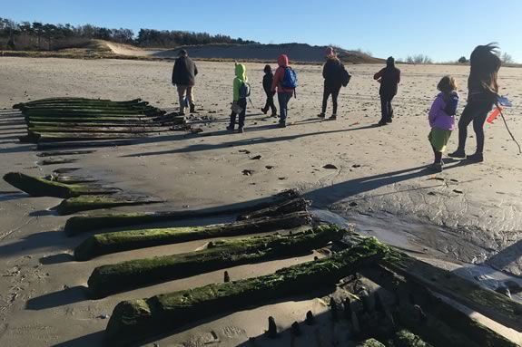Families learn about shipwrecks at Castle Hill and Crane Beach in Ipswich Massachusetts